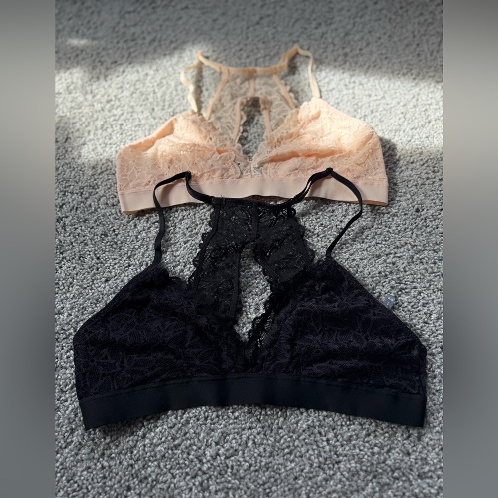 BUNDLE of 2 Delicate Racerback Aerie Floral Lace Bralettes Size Medium - Picture 3 of 10